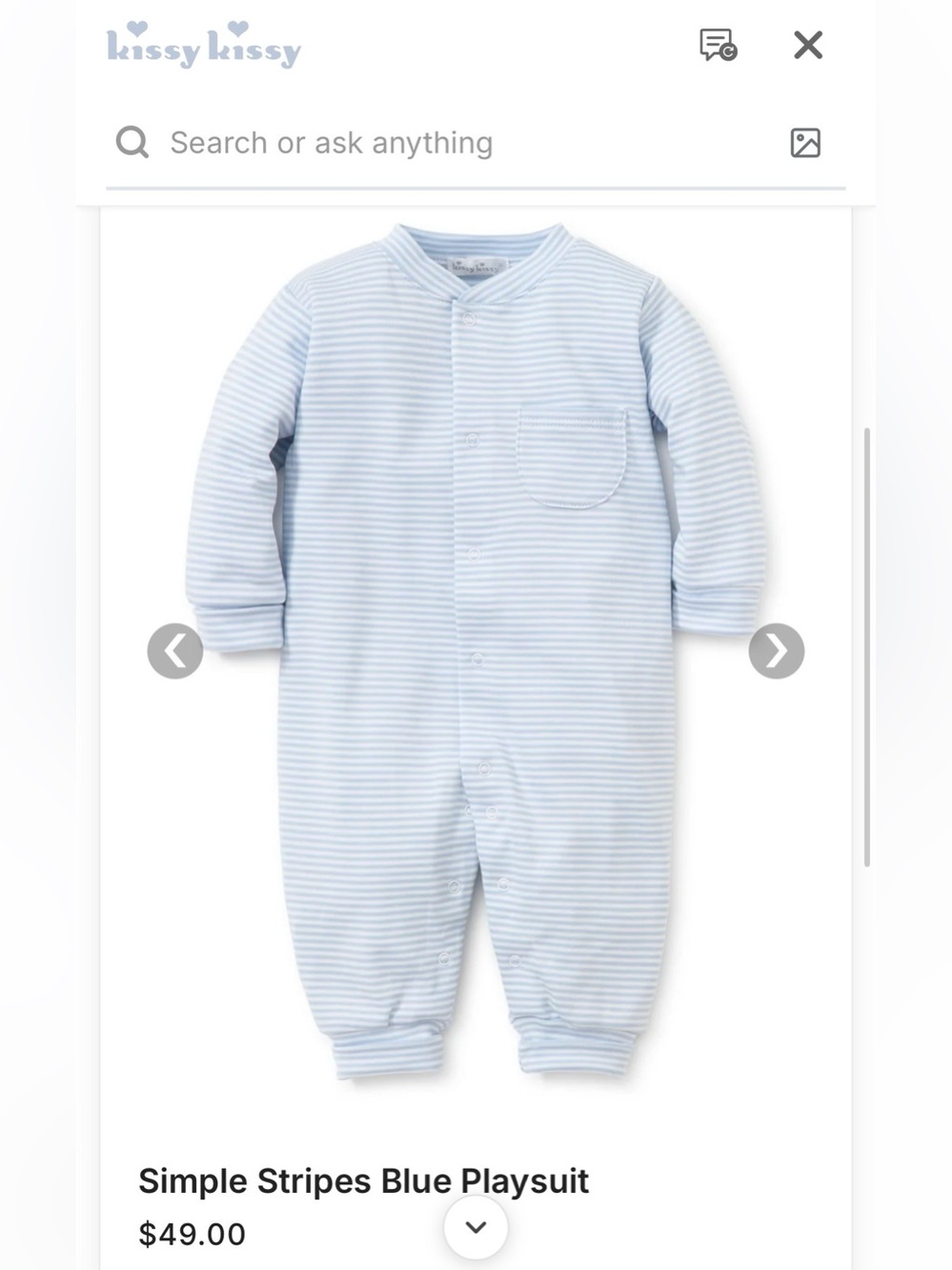 Kissy kissy simple stripes blue playsuit 18-24 months